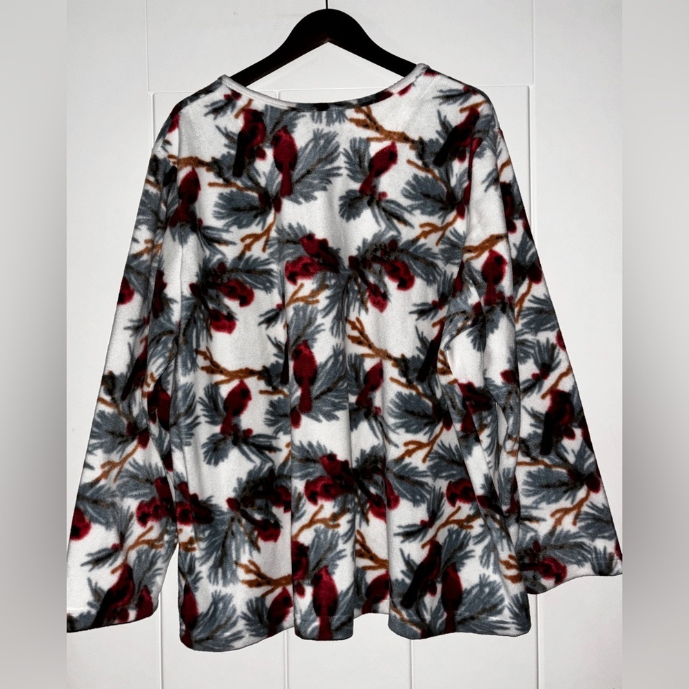 Comfort Corner Fleece Shirt Sleep Cardinal Print Cozy Loungewear Women Size‎ 2X - Picture 2 of 9